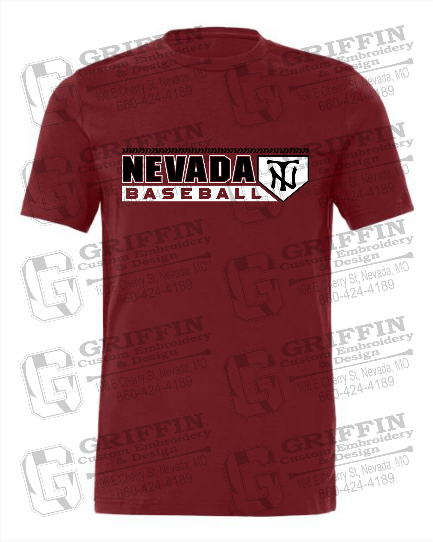 Nevada Tigers 24-Y 100% Cotton Short Sleeve T-Shirt - Baseball