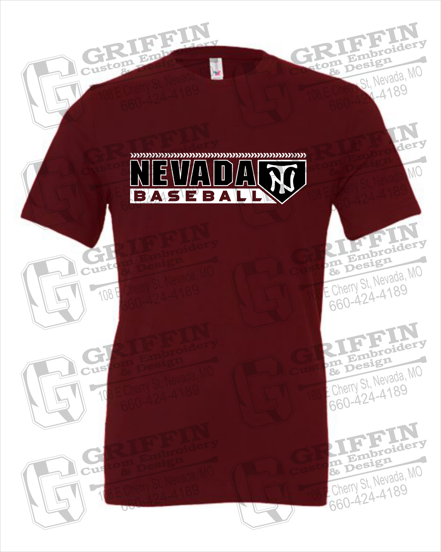 Nevada Tigers 24-Y 100% Cotton Short Sleeve T-Shirt - Baseball