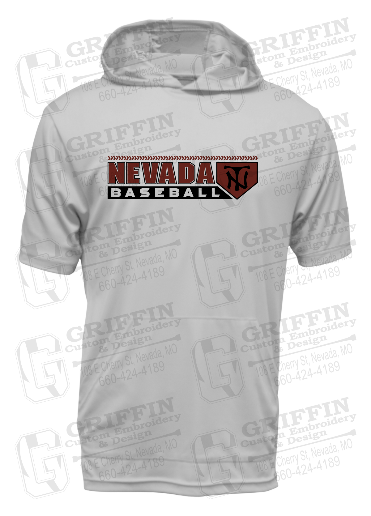 Dry-Fit Short Sleeve T-Shirt Hoodie - Baseball - Nevada Tigers 24-Y