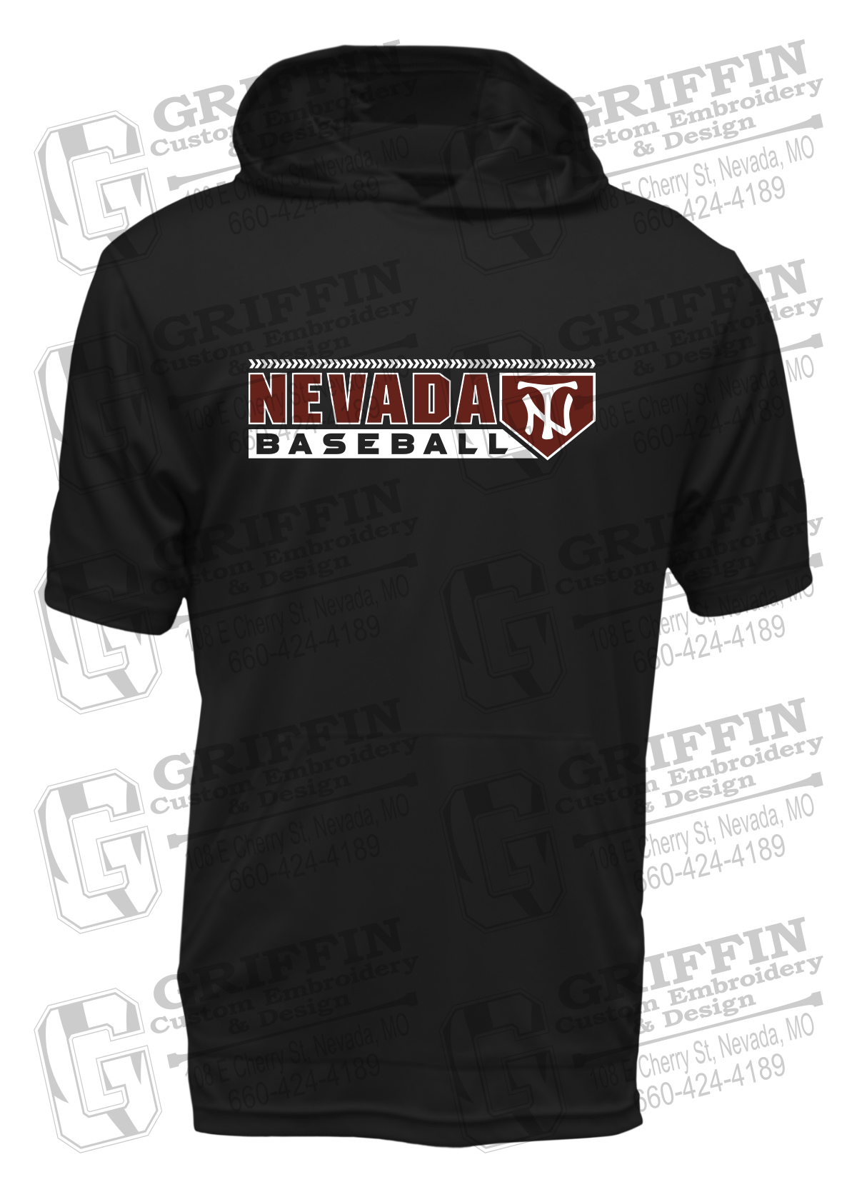 Dry-Fit Short Sleeve T-Shirt Hoodie - Baseball - Nevada Tigers 24-Y