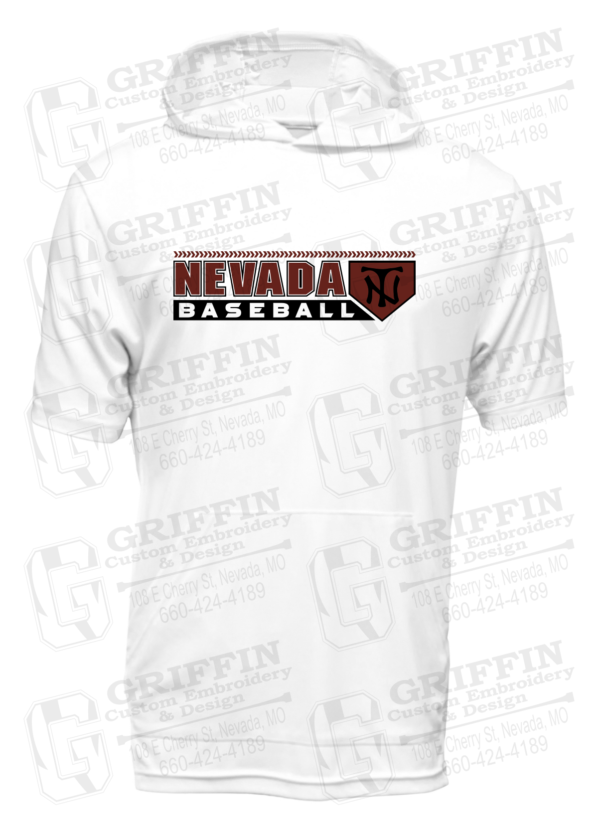 Dry-Fit Short Sleeve T-Shirt Hoodie - Baseball - Nevada Tigers 24-Y