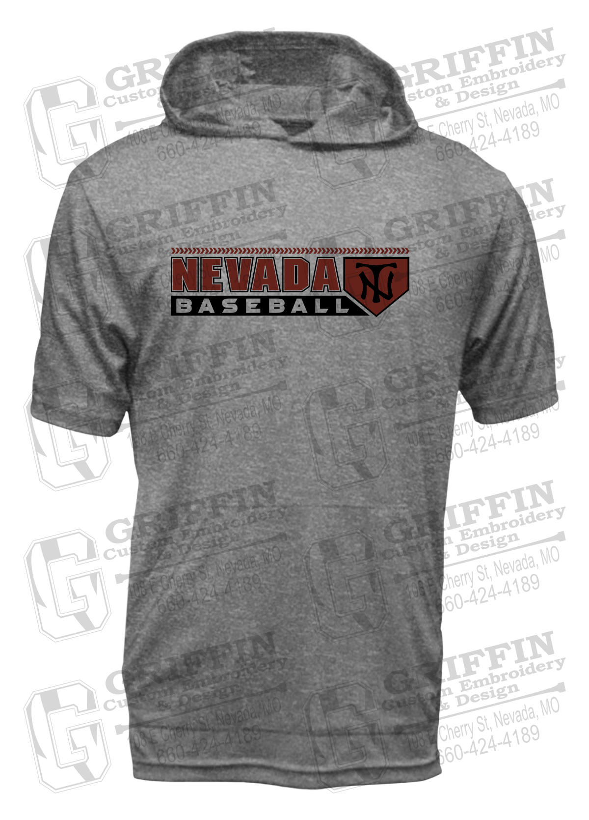 Dry-Fit Short Sleeve T-Shirt Hoodie - Baseball - Nevada Tigers 24-Y