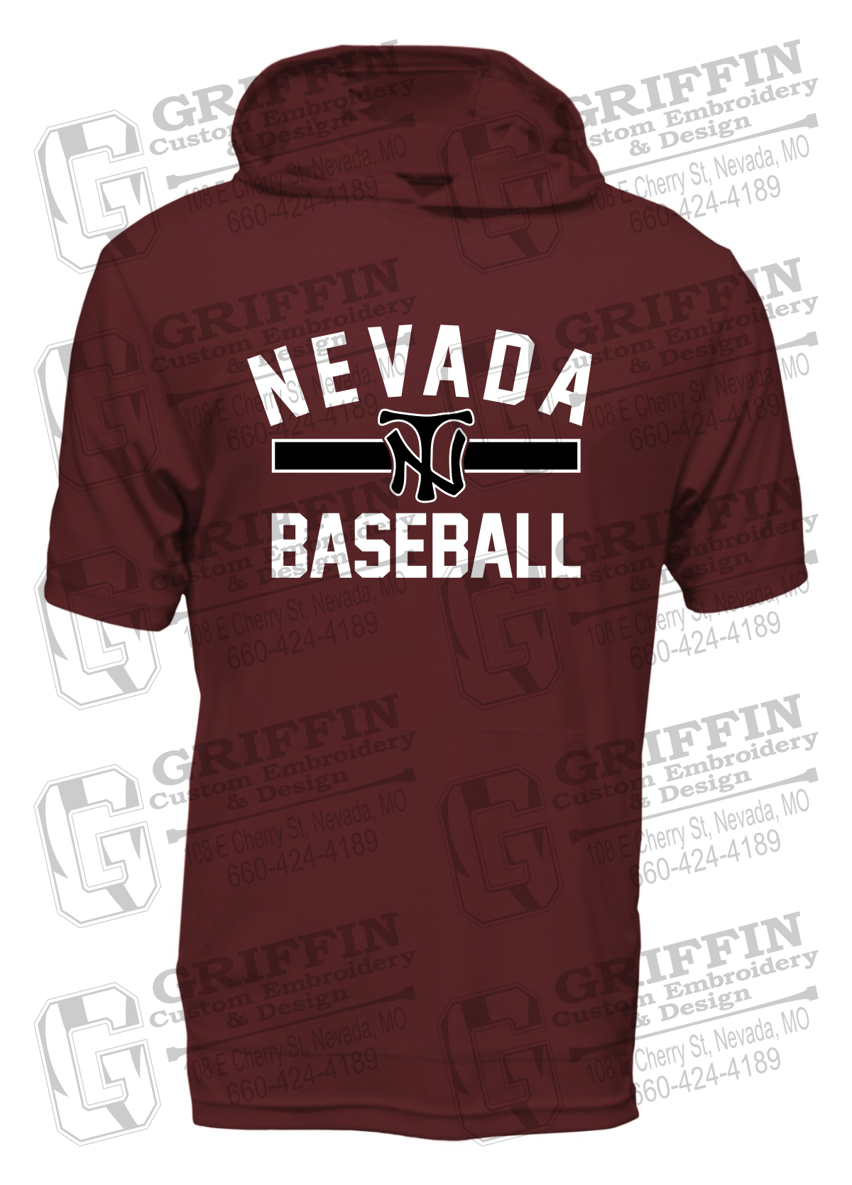 Dry-Fit Short Sleeve T-Shirt Hoodie - Baseball - Nevada Tigers 24-Z