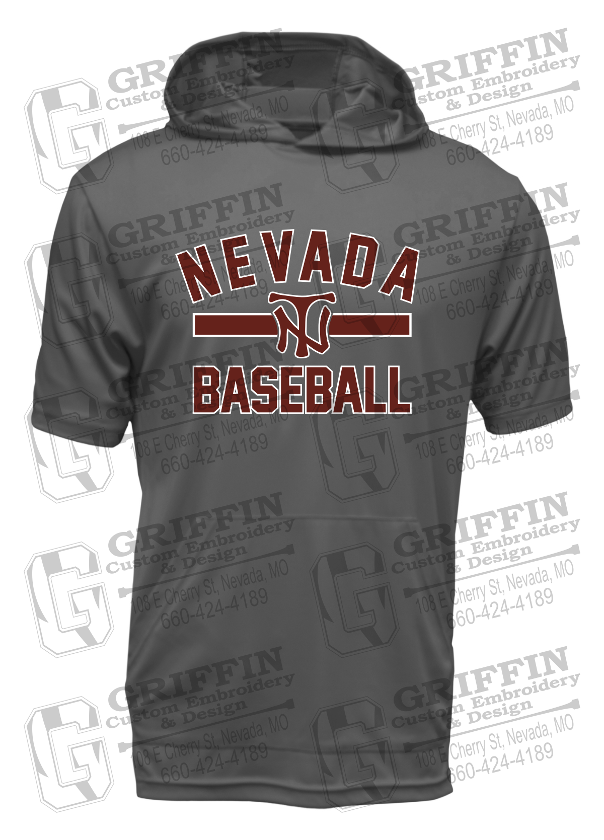 Dry-Fit Short Sleeve T-Shirt Hoodie - Baseball - Nevada Tigers 24-Z