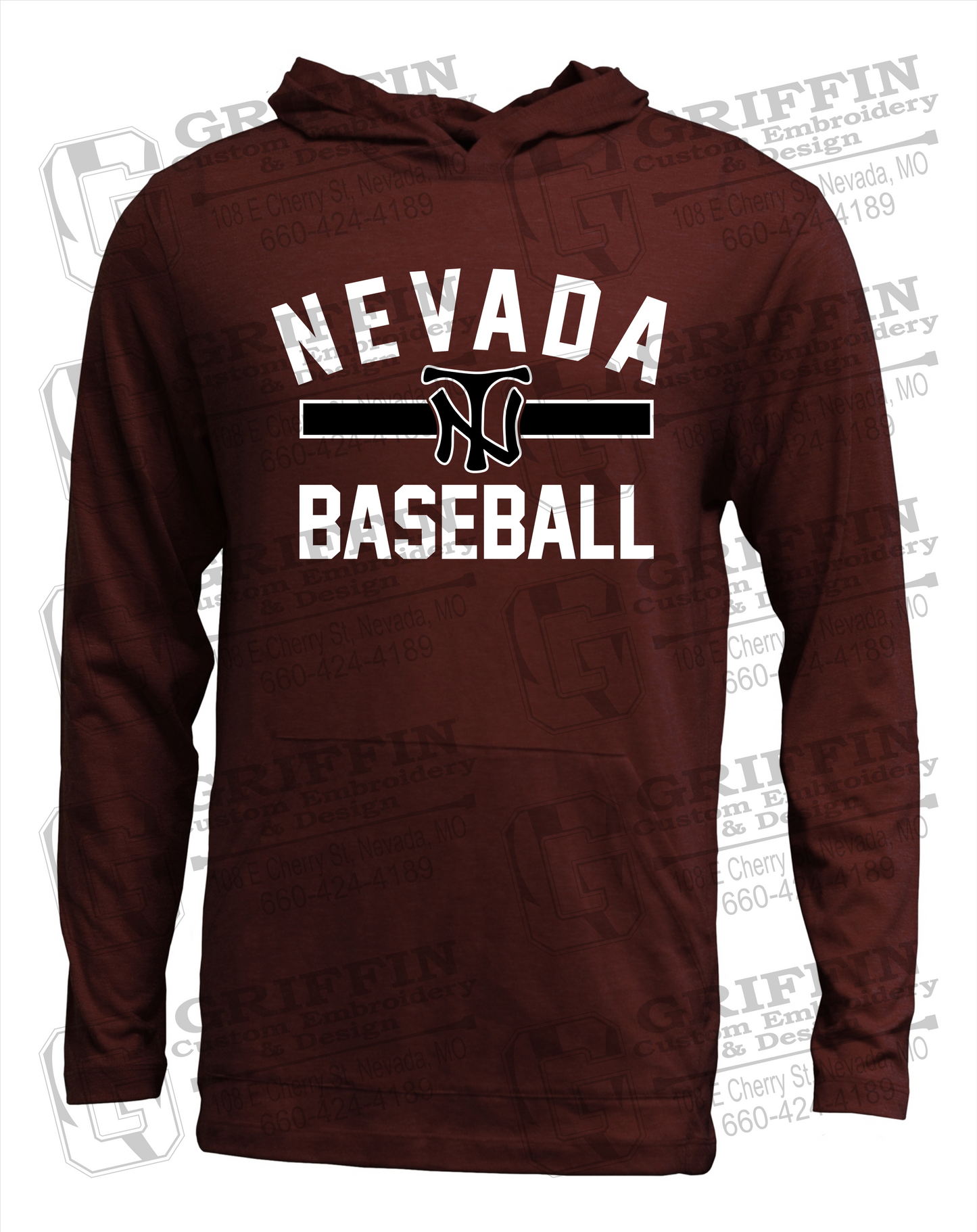 Soft-Tek T-Shirt Hoodie - Baseball - Nevada Tigers 24-Z
