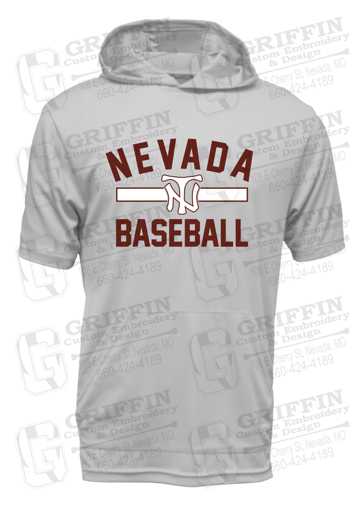 Dry-Fit Short Sleeve T-Shirt Hoodie - Baseball - Nevada Tigers 24-Z
