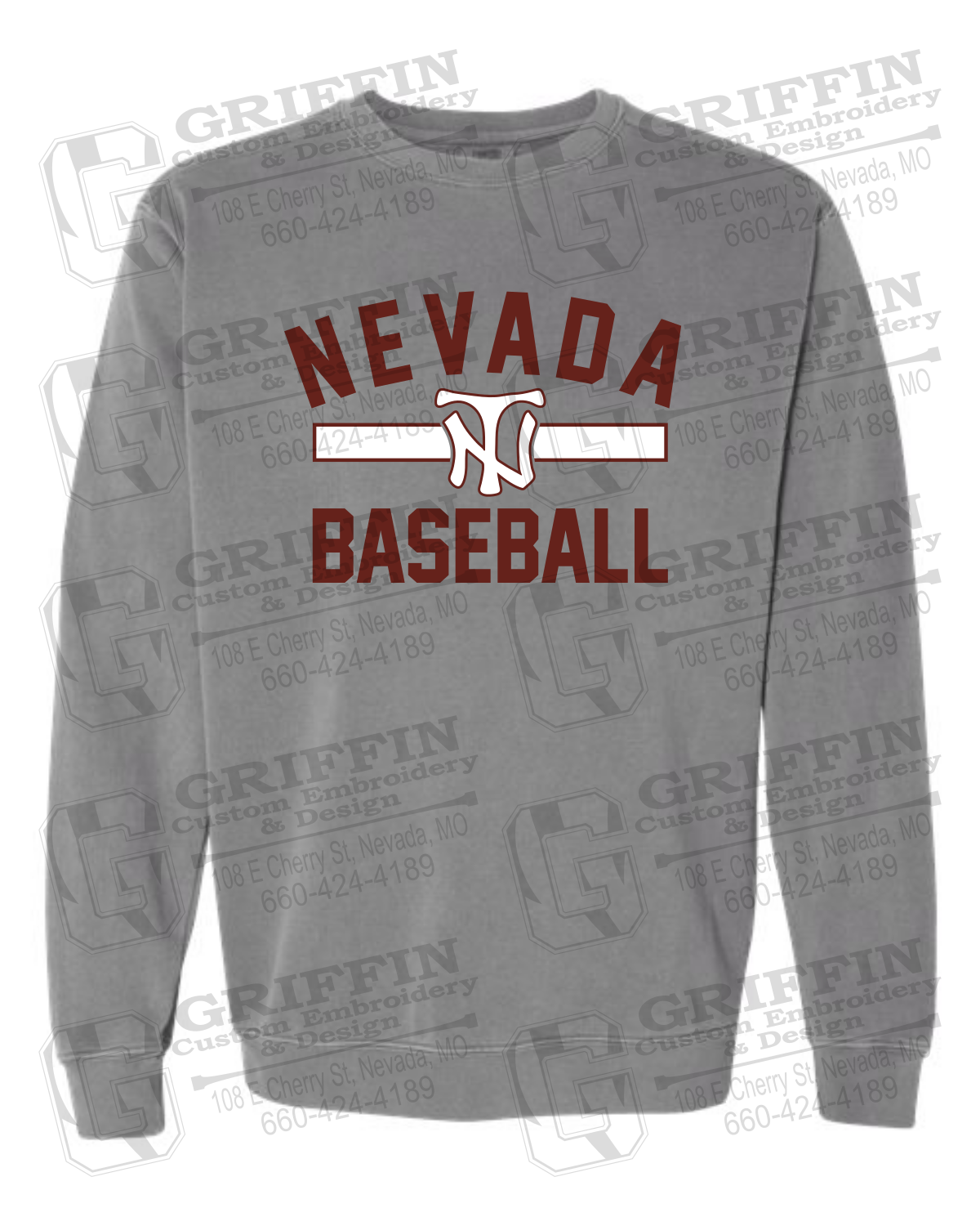 Comfort Colors Crewneck Sweatshirt - Baseball - Nevada Tigers 24-Z