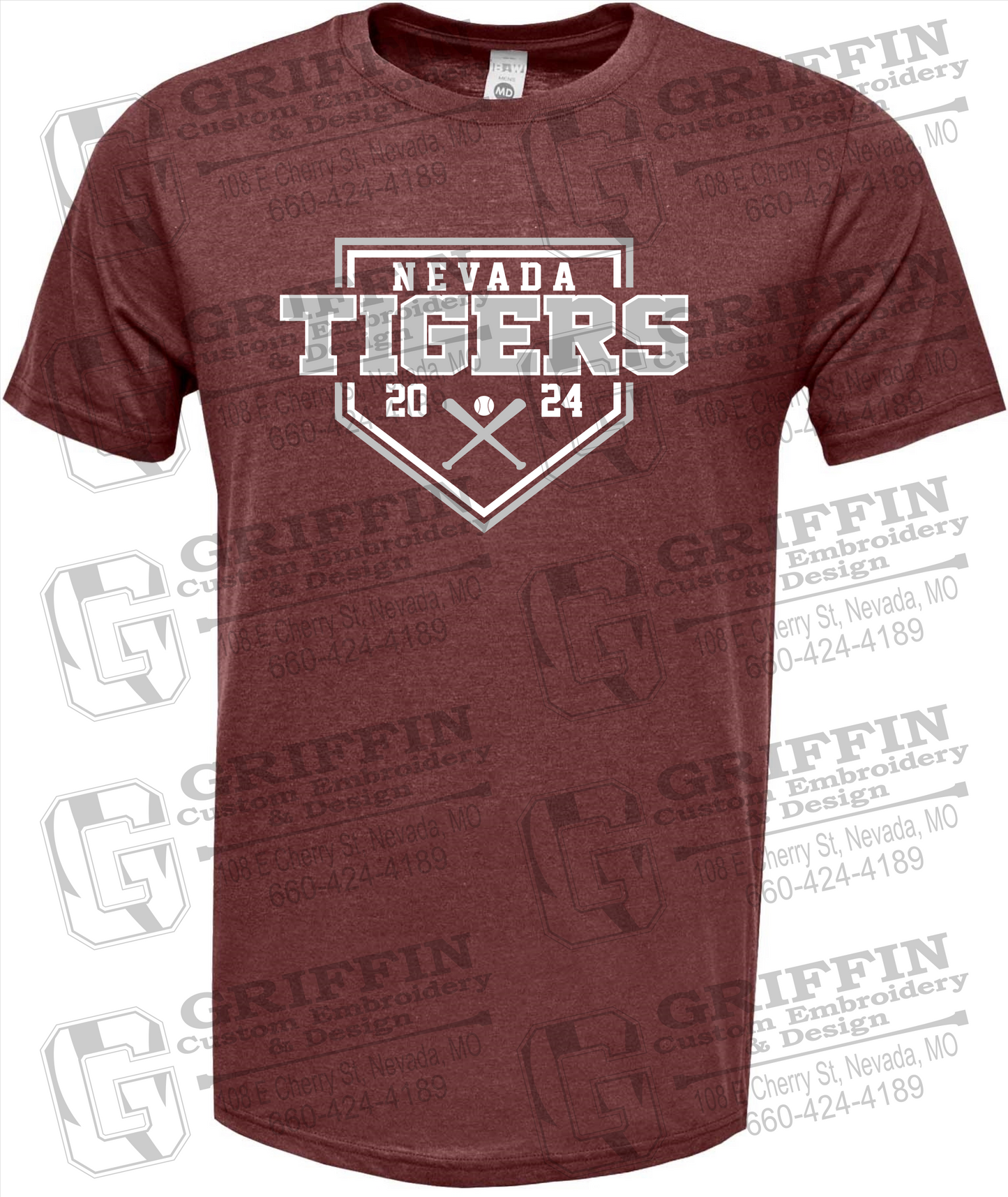 Soft-Tek Short Sleeve T-Shirt - Baseball - Nevada Tigers 25-A
