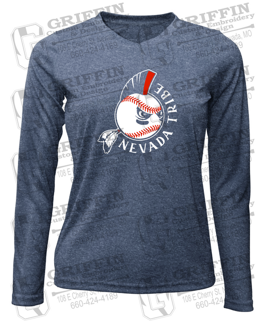 Womens Long Sleeve V-Neck Dry-Fit T-Shirt - Tribe Baseball 25-A