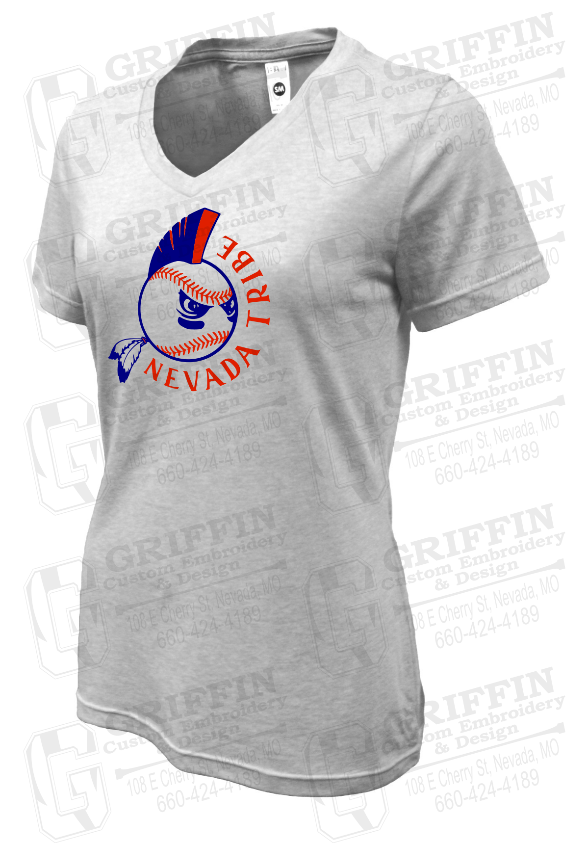 Womens V-Neck Soft-Tek T-Shirt - Tribe Baseball 25-A