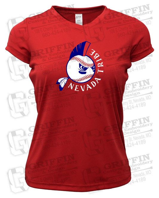 Womens Short Sleeve V-Neck Dry-Fit T-Shirt - Tribe Baseball 25-A