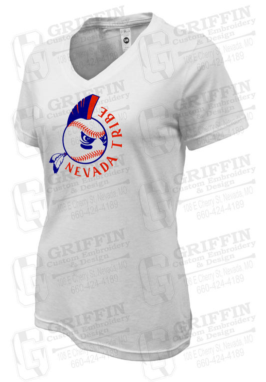 Womens V-Neck Soft-Tek T-Shirt - Tribe Baseball 25-A