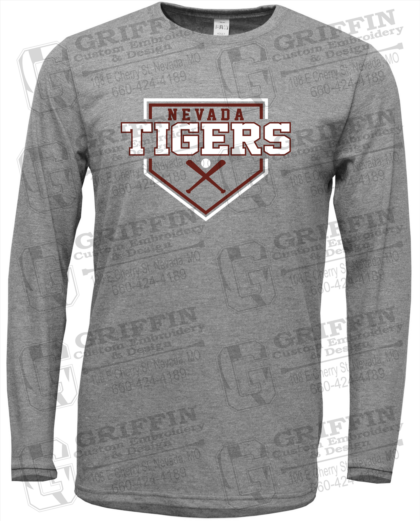 Soft-Tek Long Sleeve T-Shirt - Baseball - Nevada Tigers 25-A