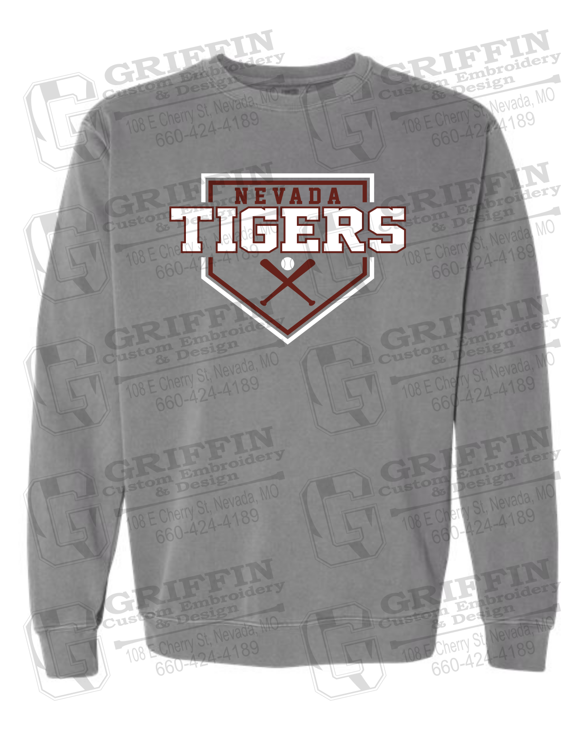 Comfort Colors Crewneck Sweatshirt - Baseball - Nevada Tigers 25-A