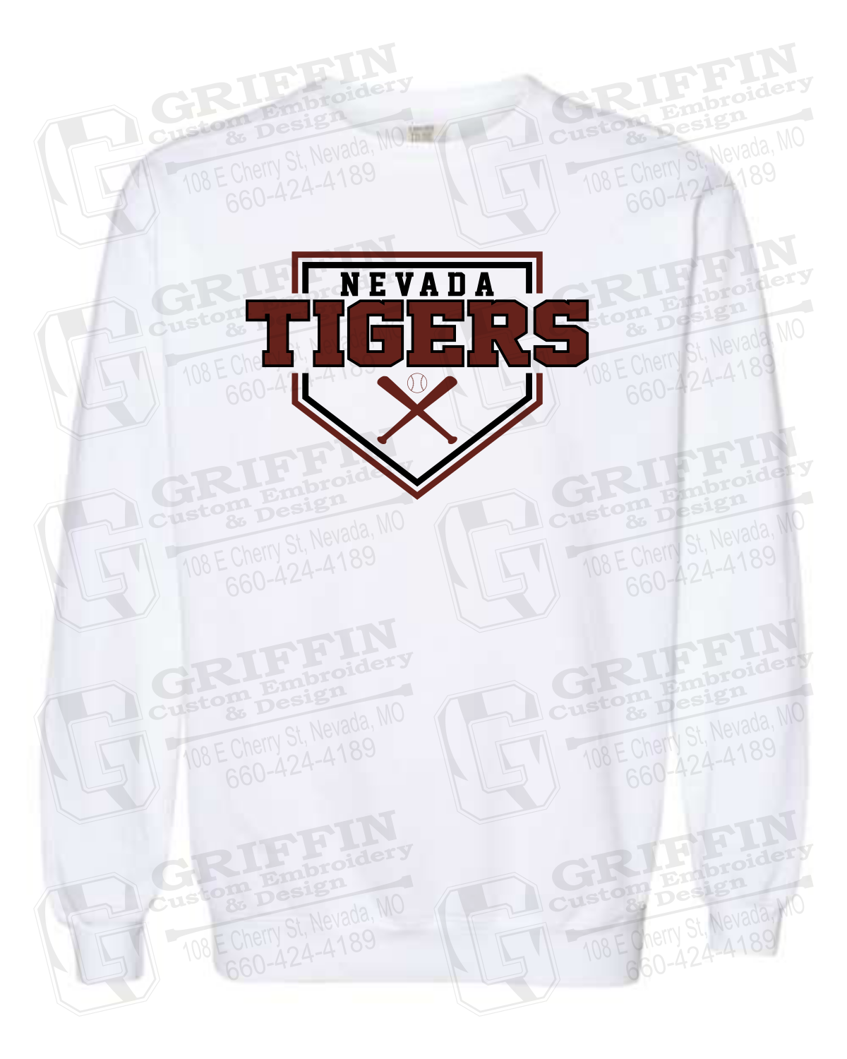 Comfort Colors Crewneck Sweatshirt - Baseball - Nevada Tigers 25-A