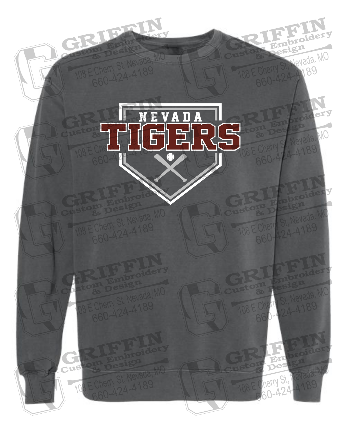 Comfort Colors Crewneck Sweatshirt - Baseball - Nevada Tigers 25-A