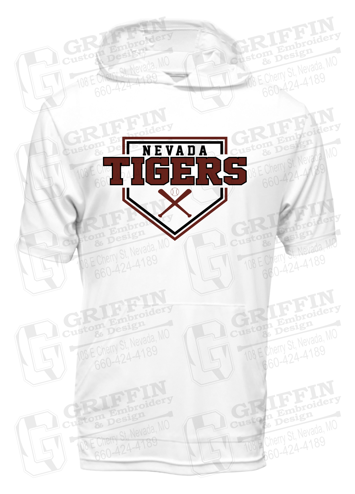 Dry-Fit Short Sleeve T-Shirt Hoodie - Baseball - Nevada Tigers 25-A