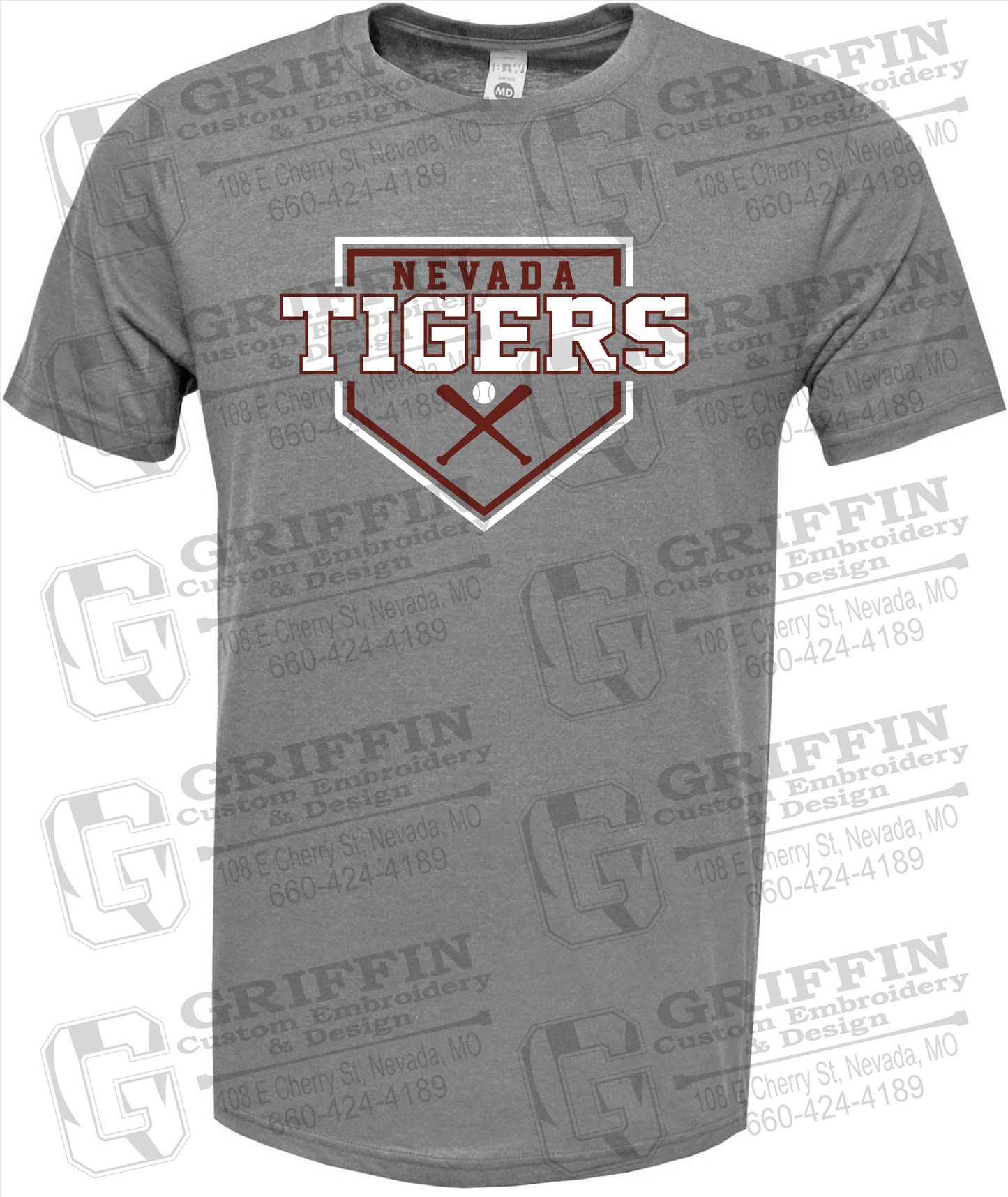 Soft-Tek Short Sleeve T-Shirt - Baseball - Nevada Tigers 25-A