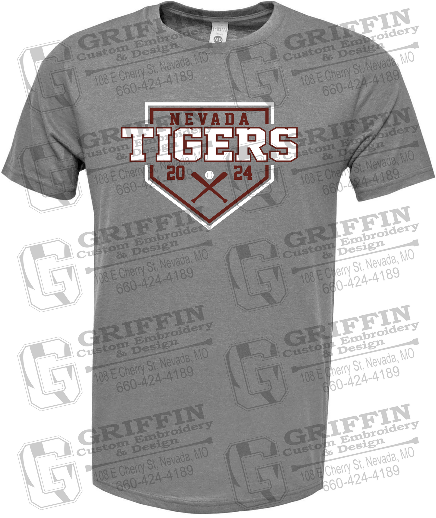 Soft-Tek Short Sleeve T-Shirt - Baseball - Nevada Tigers 25-A