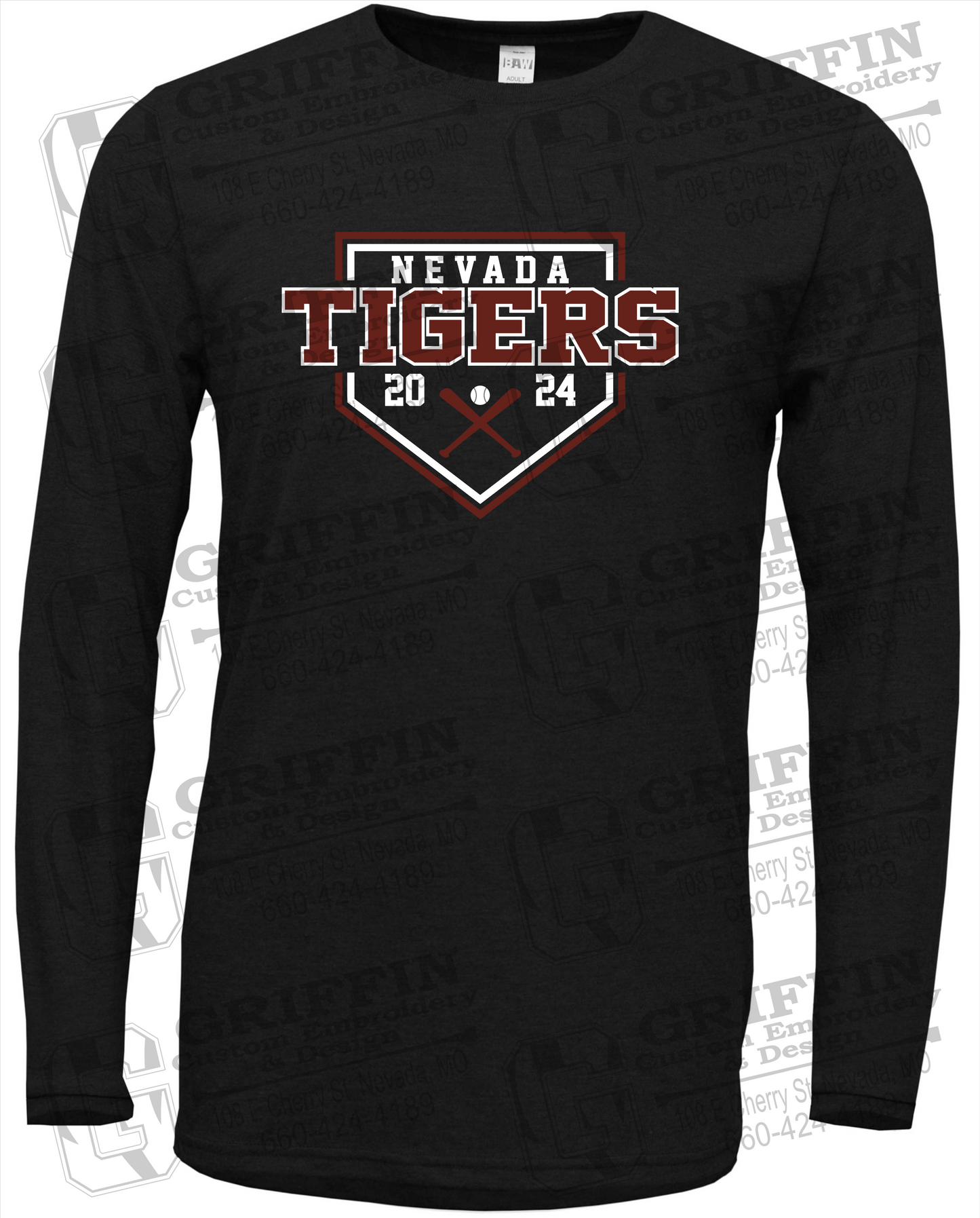Soft-Tek Long Sleeve T-Shirt - Baseball - Nevada Tigers 25-A