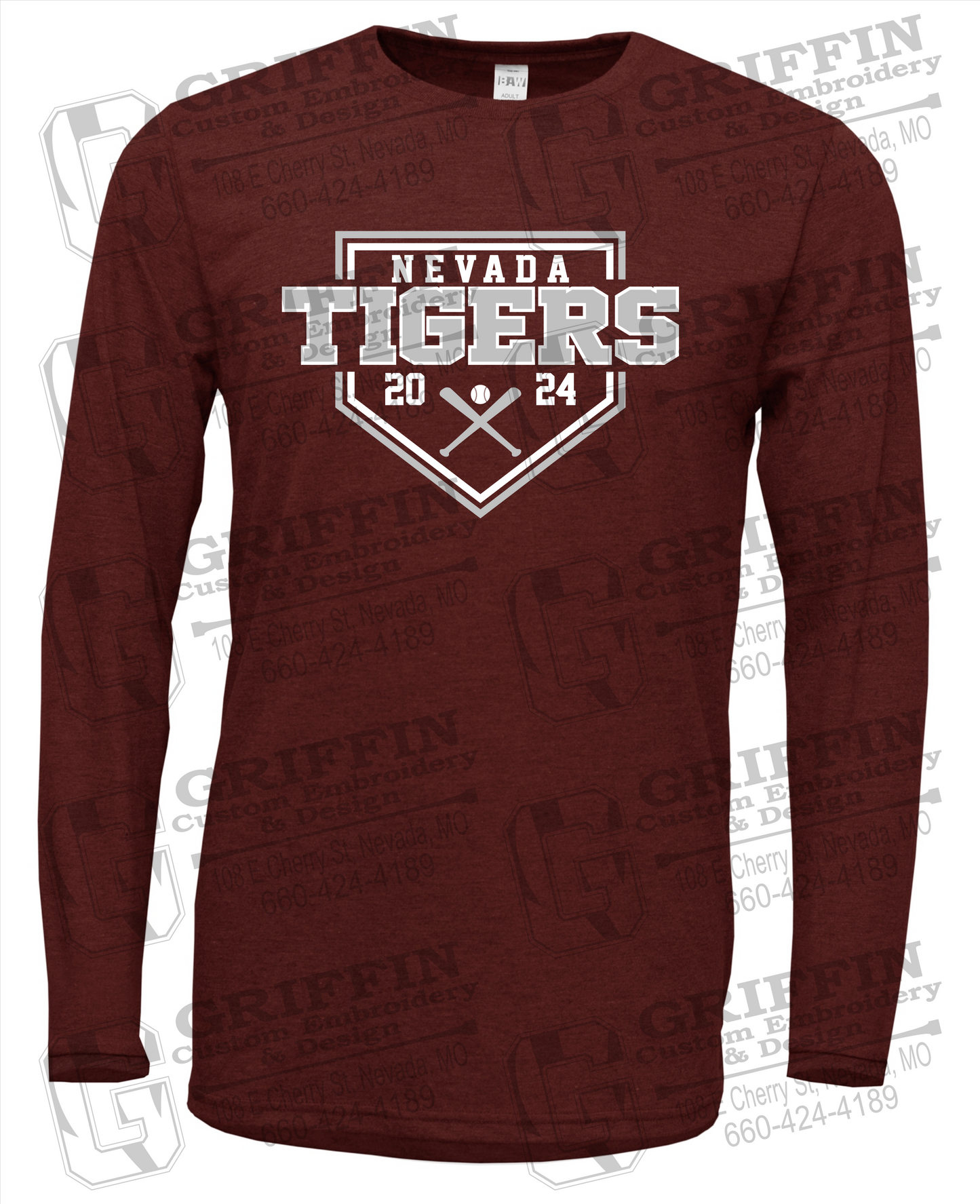 Soft-Tek Long Sleeve T-Shirt - Baseball - Nevada Tigers 25-A