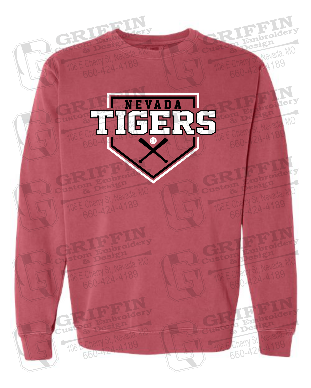 Comfort Colors Crewneck Sweatshirt - Baseball - Nevada Tigers 25-A