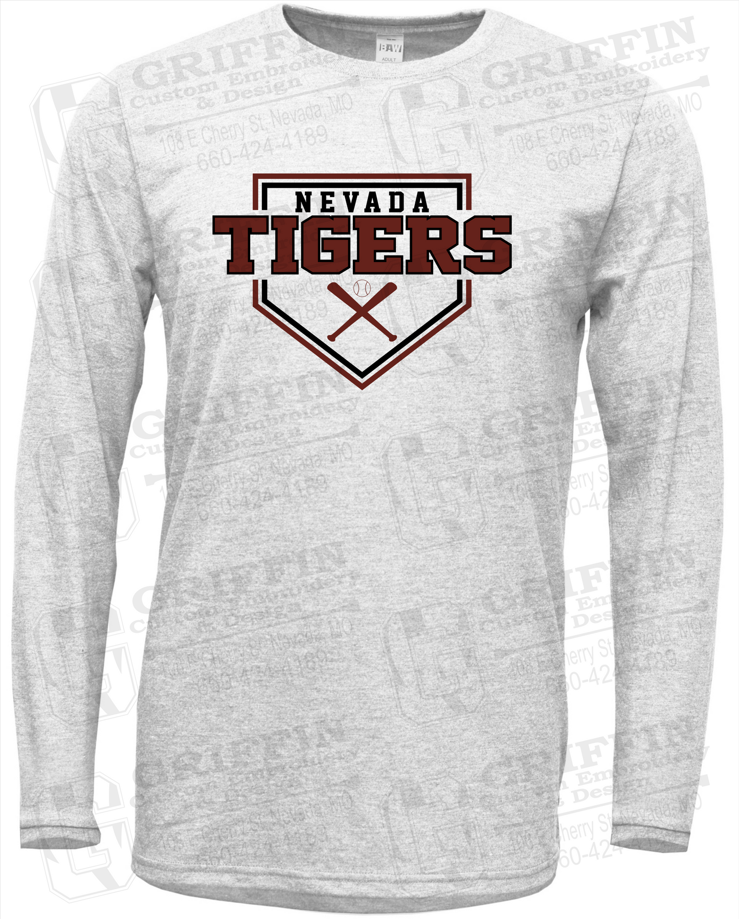 Soft-Tek Long Sleeve T-Shirt - Baseball - Nevada Tigers 25-A