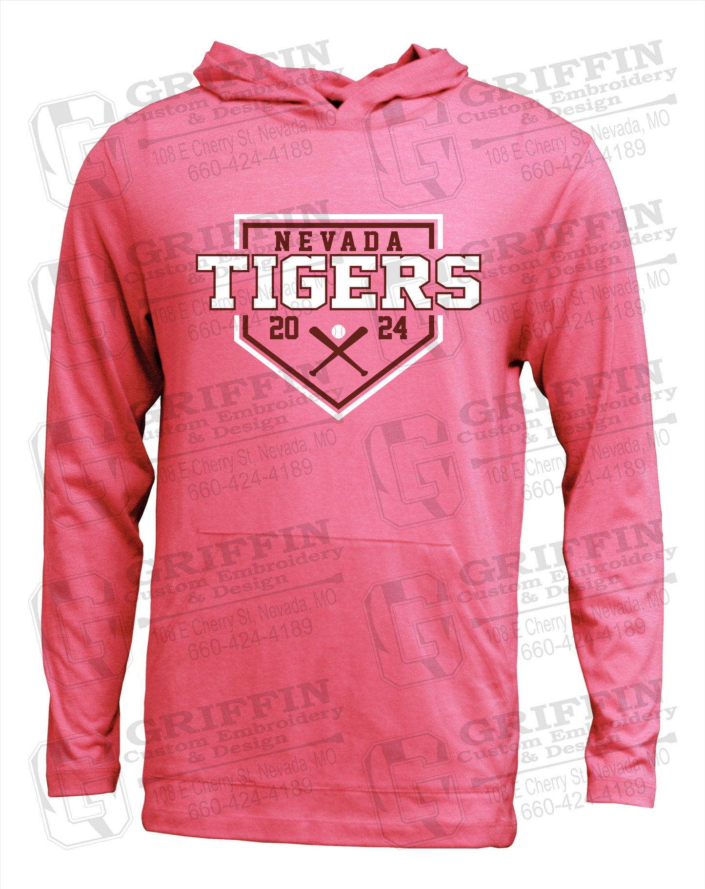 Soft-Tek T-Shirt Hoodie - Baseball - Nevada Tigers 25-A