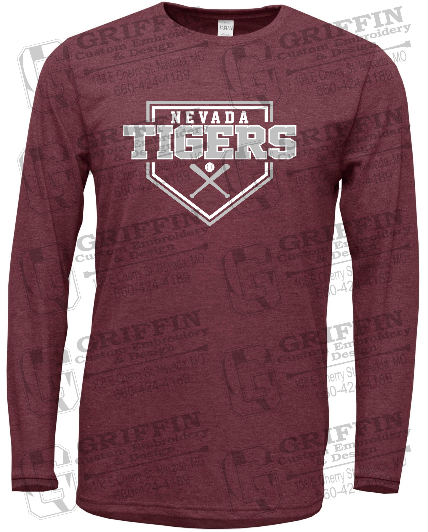 Soft-Tek Long Sleeve T-Shirt - Baseball - Nevada Tigers 25-A