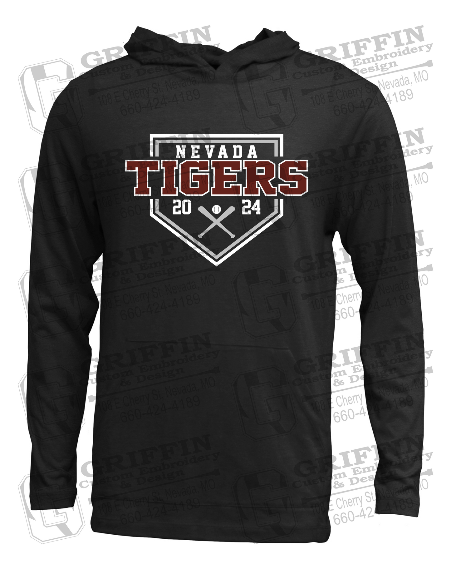 Soft-Tek T-Shirt Hoodie - Baseball - Nevada Tigers 25-A