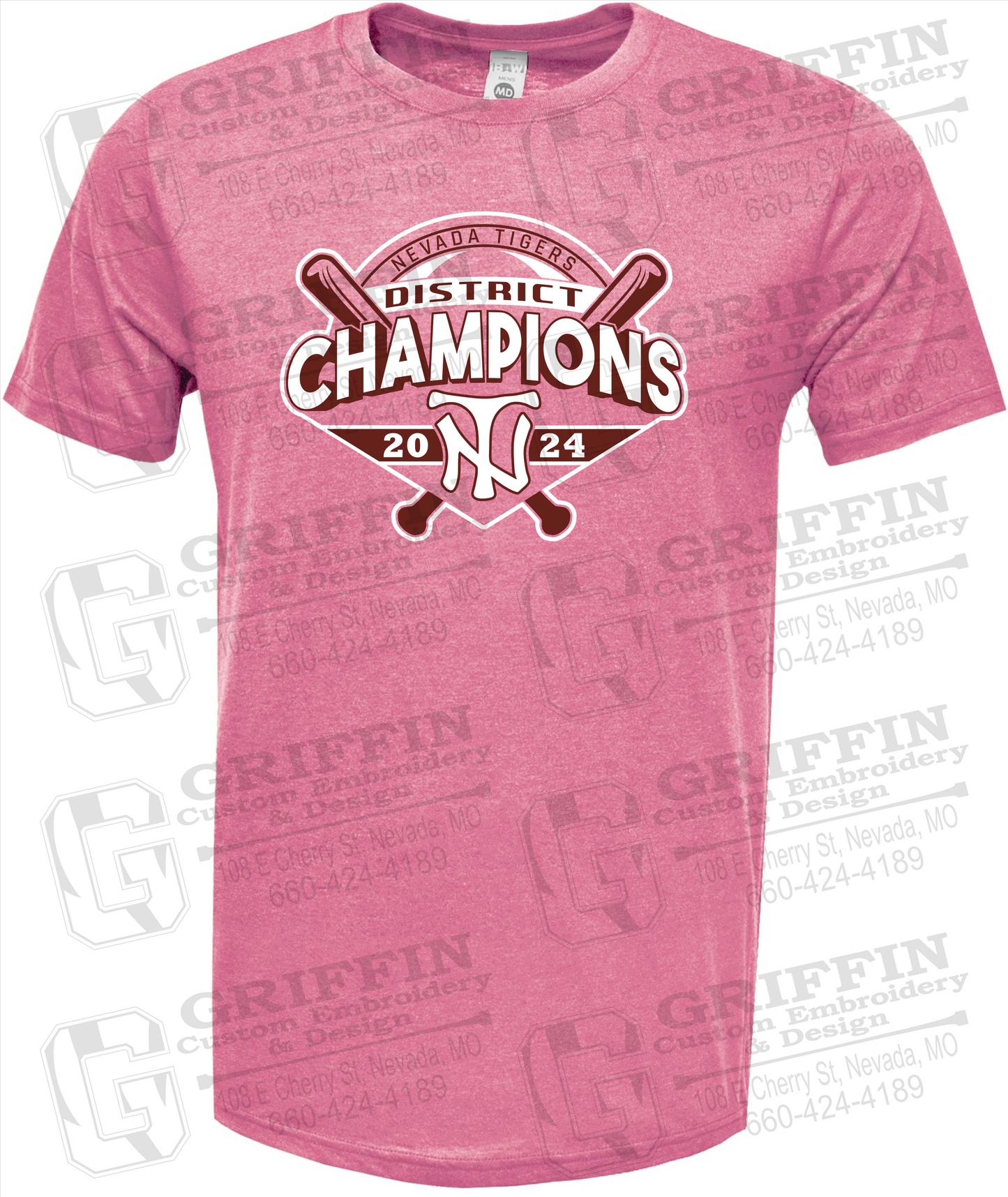 Soft-Tek Short Sleeve T-Shirt - Baseball District Champs 2024 - Nevada Tigers 25-C