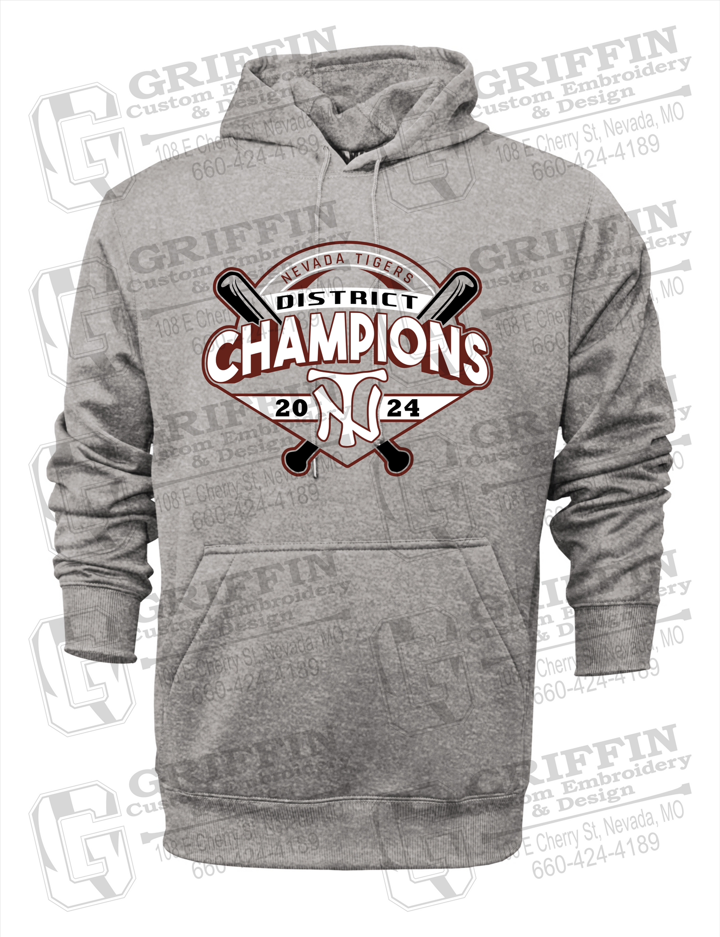 Performance Fleece Hoodie - Baseball District Champs 2024 - Nevada Tigers 25-C