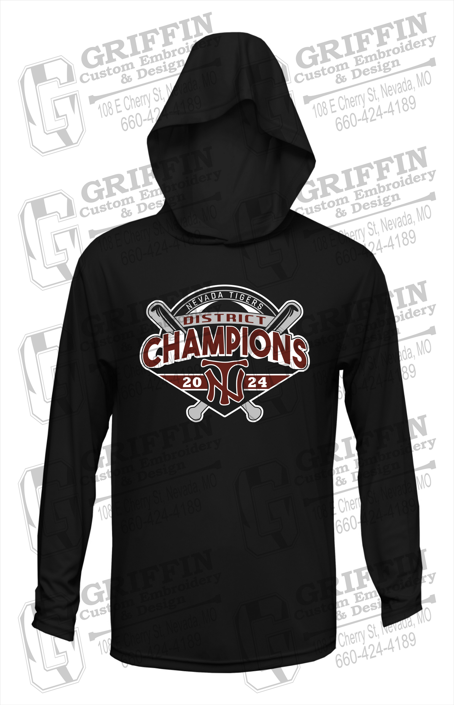 Dry-Fit T-Shirt Hoodie - Baseball District Champs 2024 - Nevada Tigers 25-C