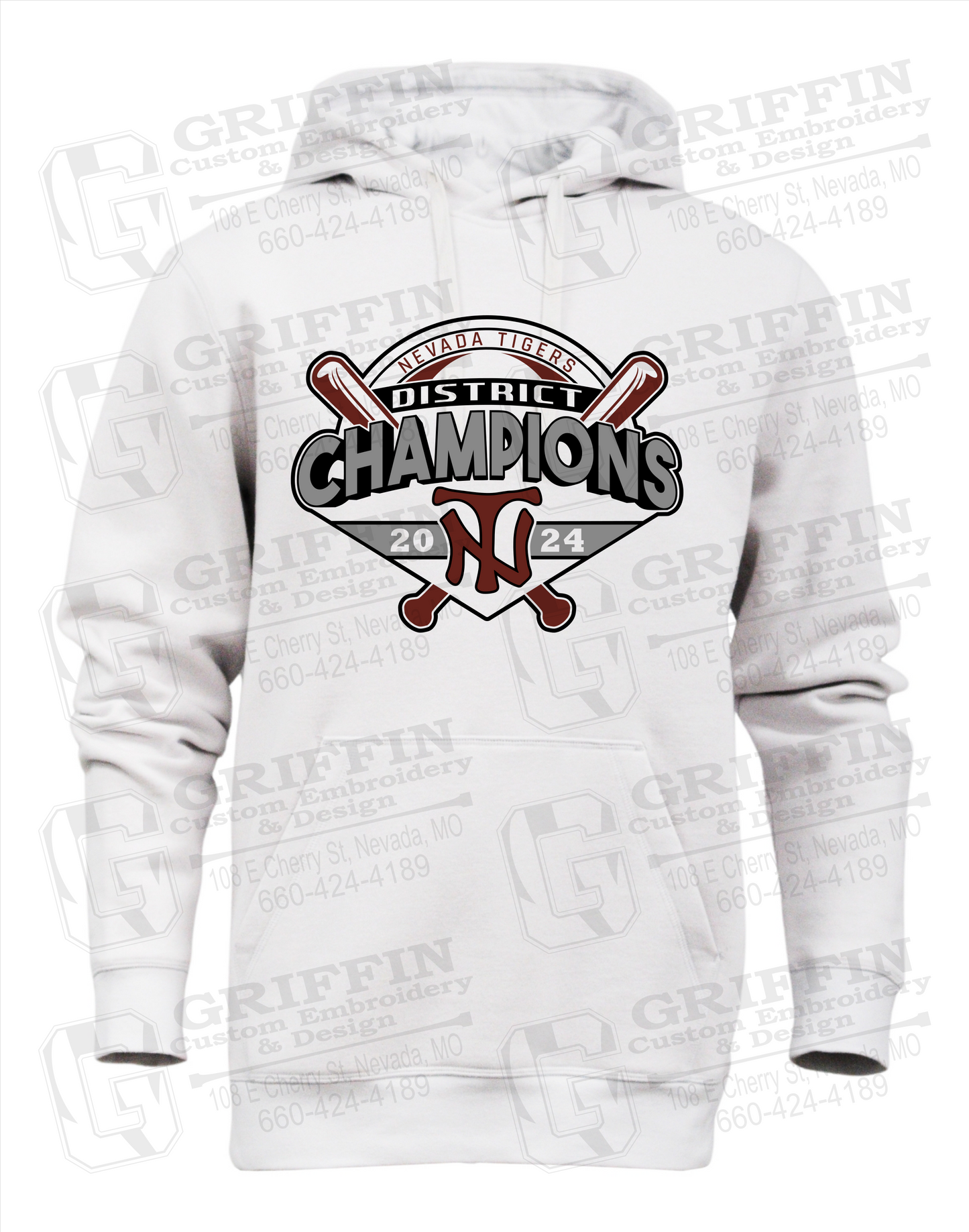 Heavyweight Fleece Hoodie - Baseball District Champs 2024 - Nevada Tigers 25-C