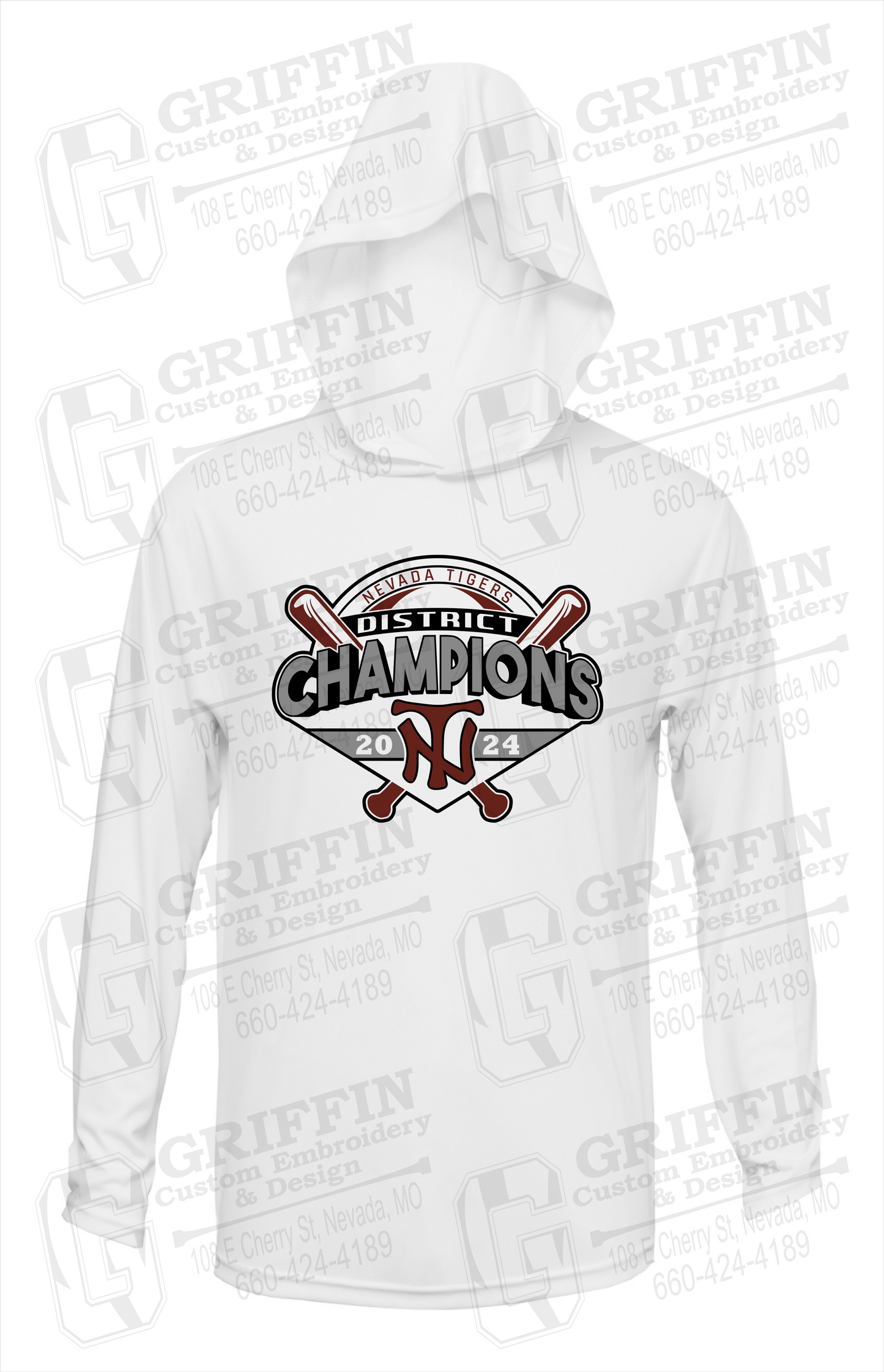 Dry-Fit T-Shirt Hoodie - Baseball District Champs 2024 - Nevada Tigers 25-C