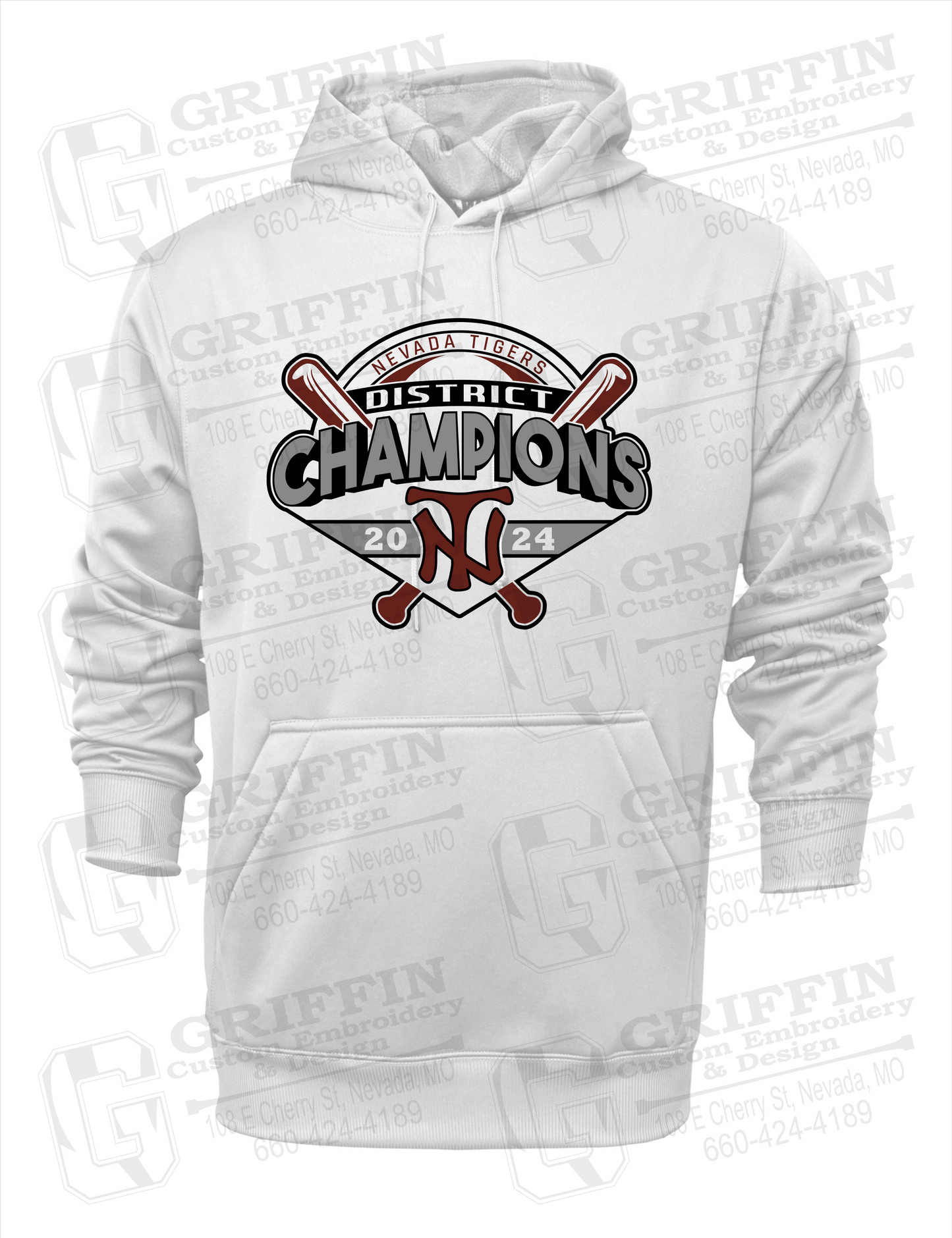 Performance Fleece Hoodie - Baseball District Champs 2024 - Nevada Tigers 25-C