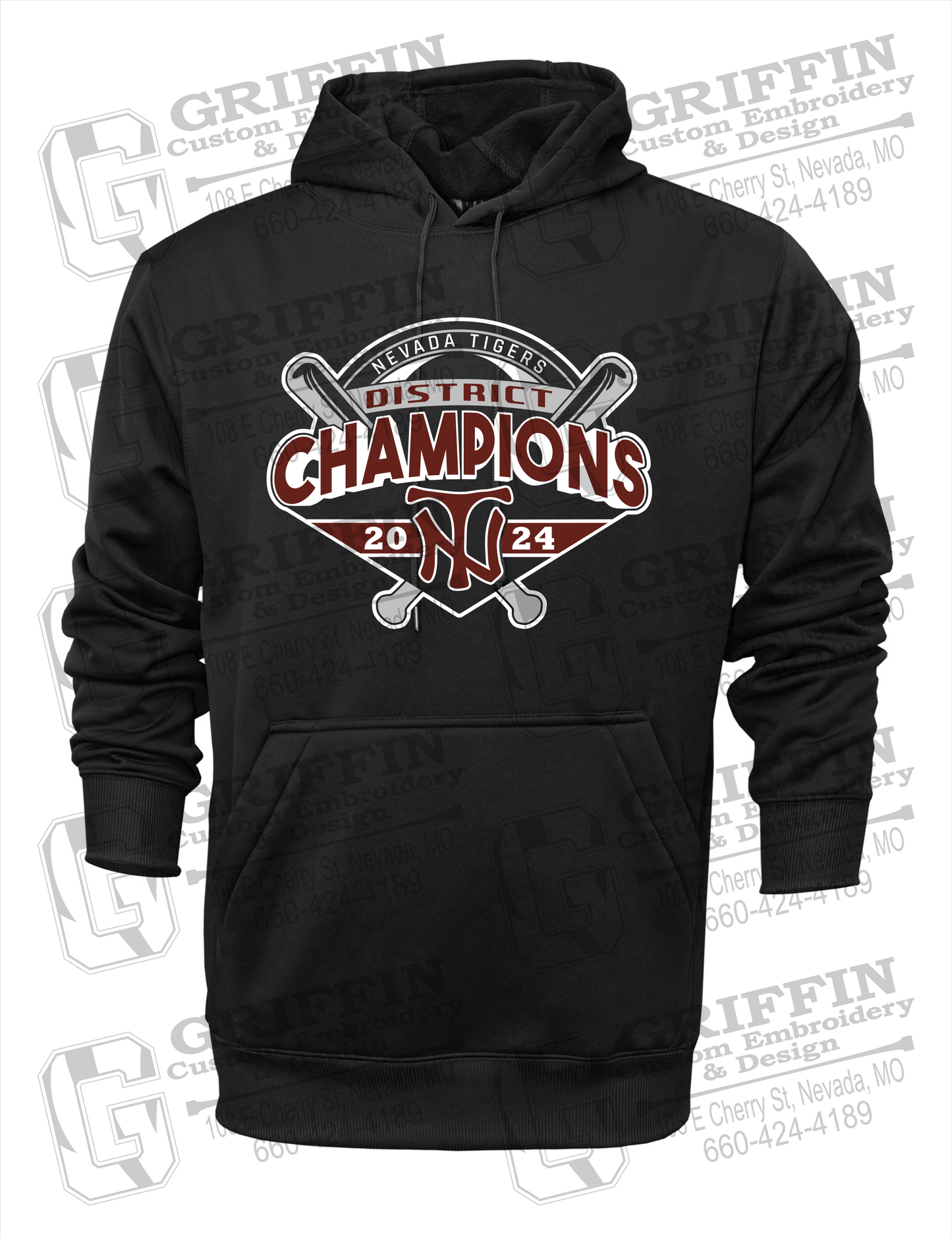 Performance Fleece Hoodie - Baseball District Champs 2024 - Nevada Tigers 25-C