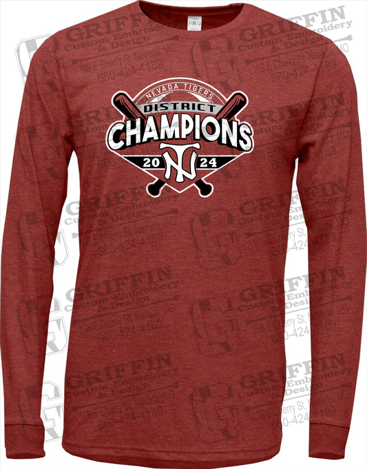 Soft-Tek Long Sleeve T-Shirt - Baseball District Champs 2024 - Nevada Tigers 25-C