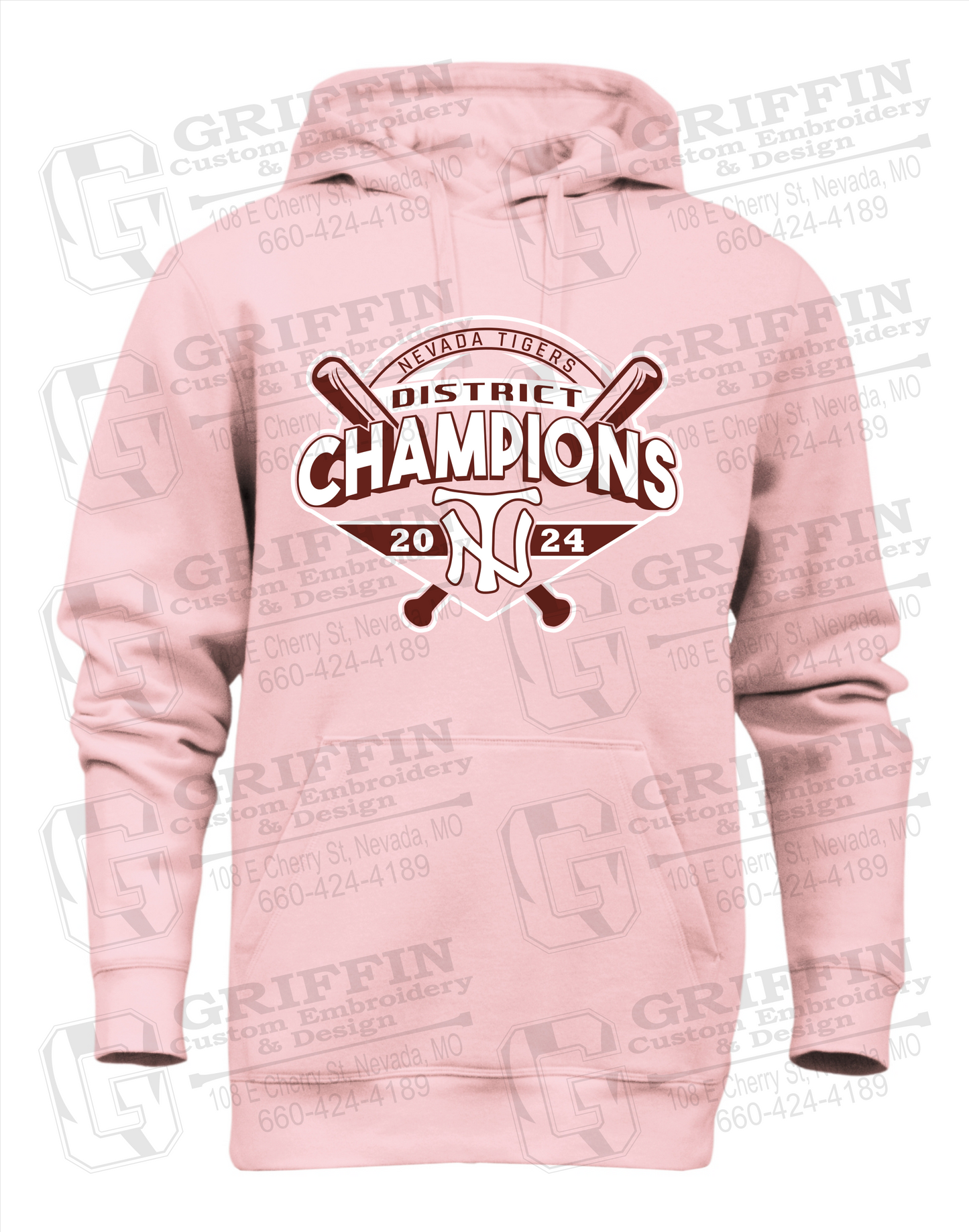 Heavyweight Fleece Hoodie - Baseball District Champs 2024 - Nevada Tigers 25-C