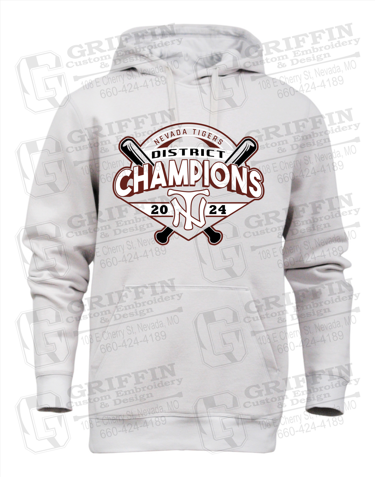 Heavyweight Fleece Hoodie - Baseball District Champs 2024 - Nevada Tigers 25-C