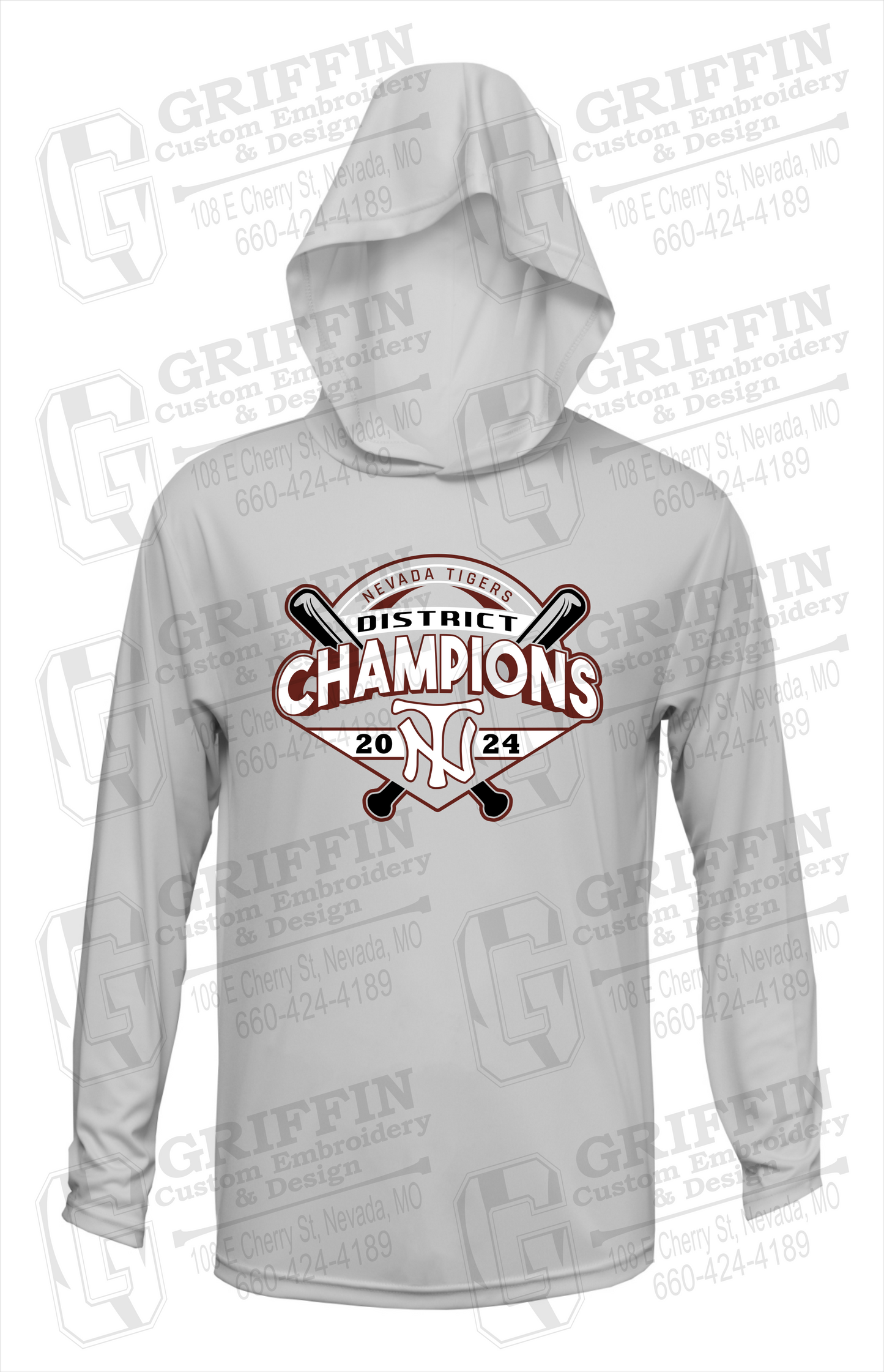 Dry-Fit T-Shirt Hoodie - Baseball District Champs 2024 - Nevada Tigers 25-C