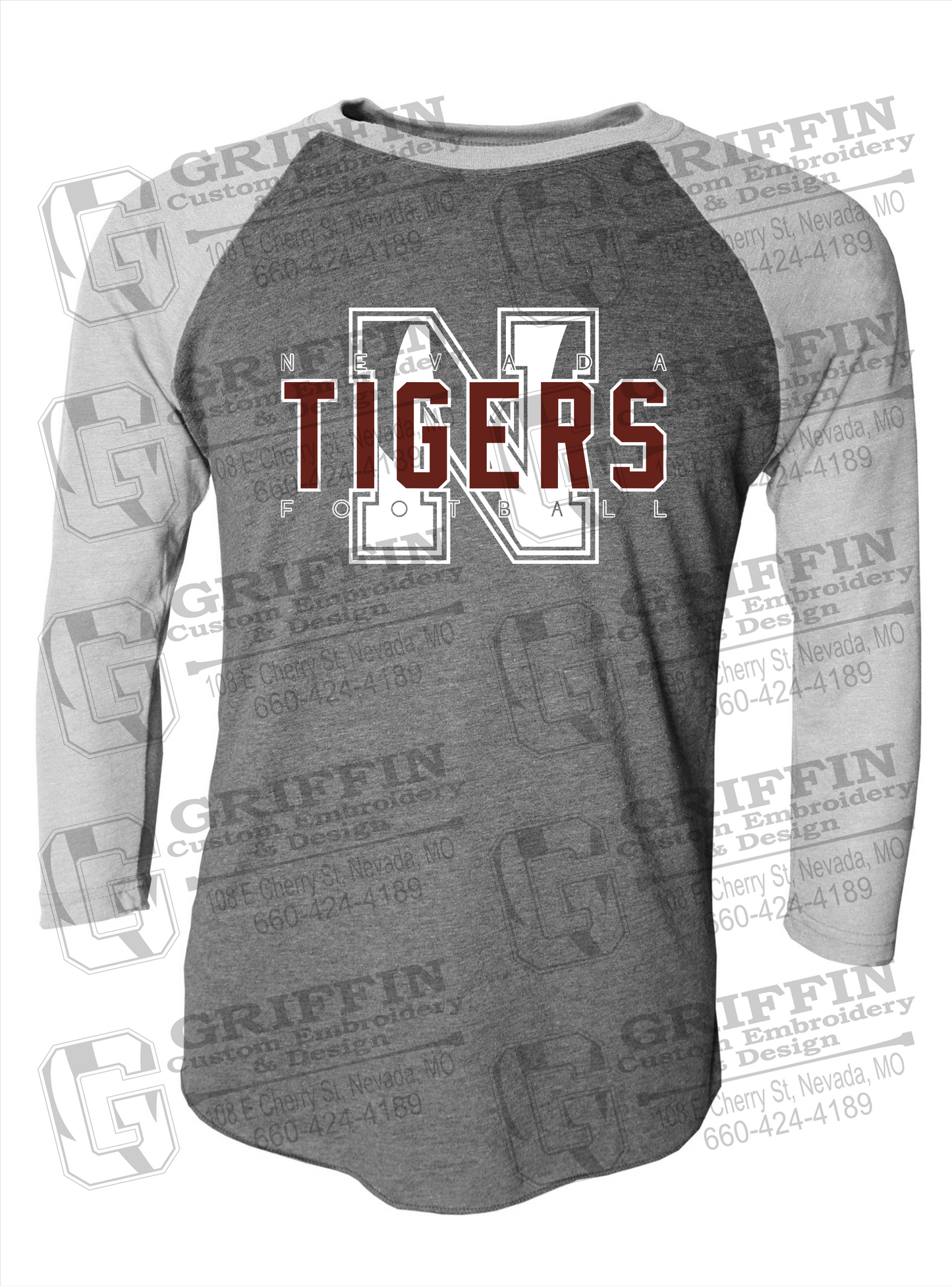 Tri-Blend Raglan Sleeve T-Shirt - Football - Nevada Tigers 25-J