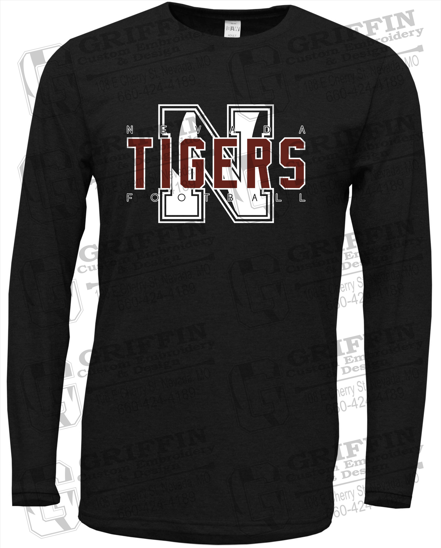 Soft-Tek Long Sleeve T-Shirt - Football - Nevada Tigers 25-J