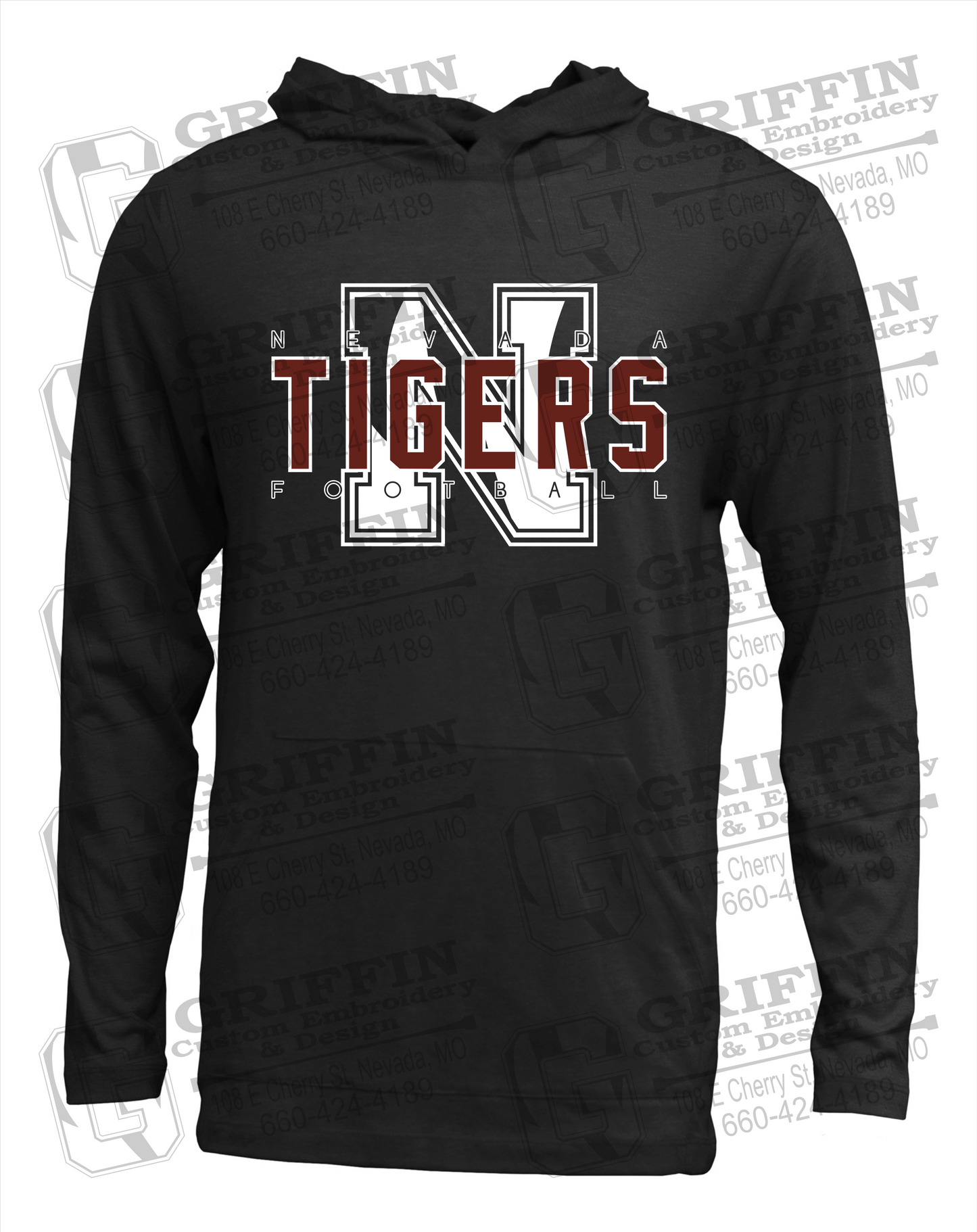 Soft-Tek T-Shirt Hoodie - Football - Nevada Tigers 25-J