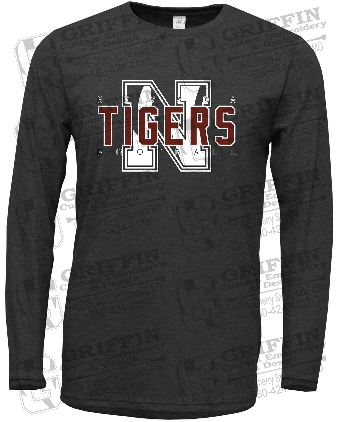 Soft-Tek Long Sleeve T-Shirt - Football - Nevada Tigers 25-J