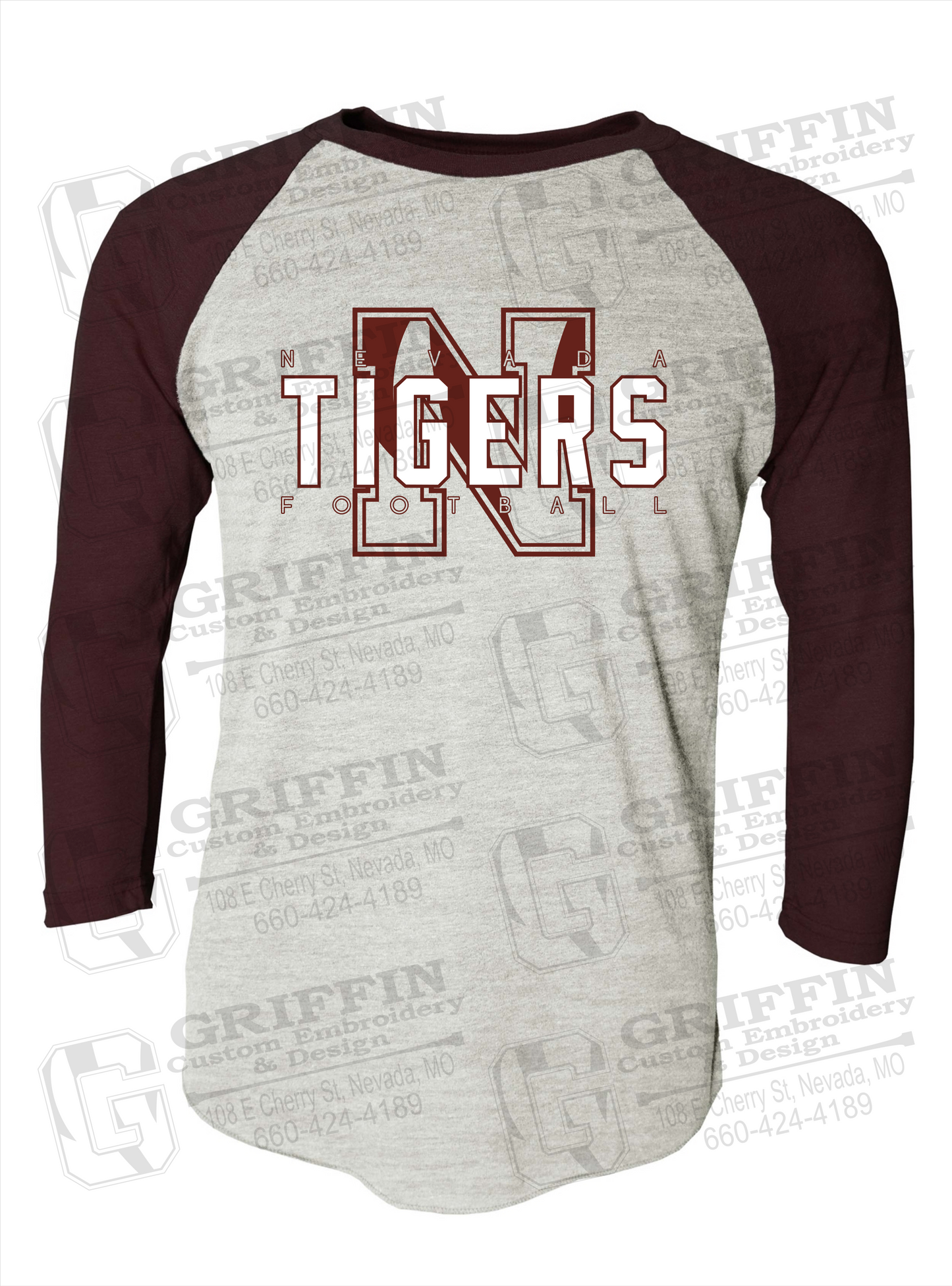 Tri-Blend Raglan Sleeve T-Shirt - Football - Nevada Tigers 25-J