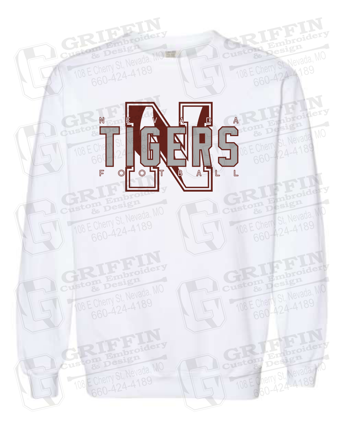 Comfort Colors Crewneck Sweatshirt - Football - Nevada Tigers 25-J