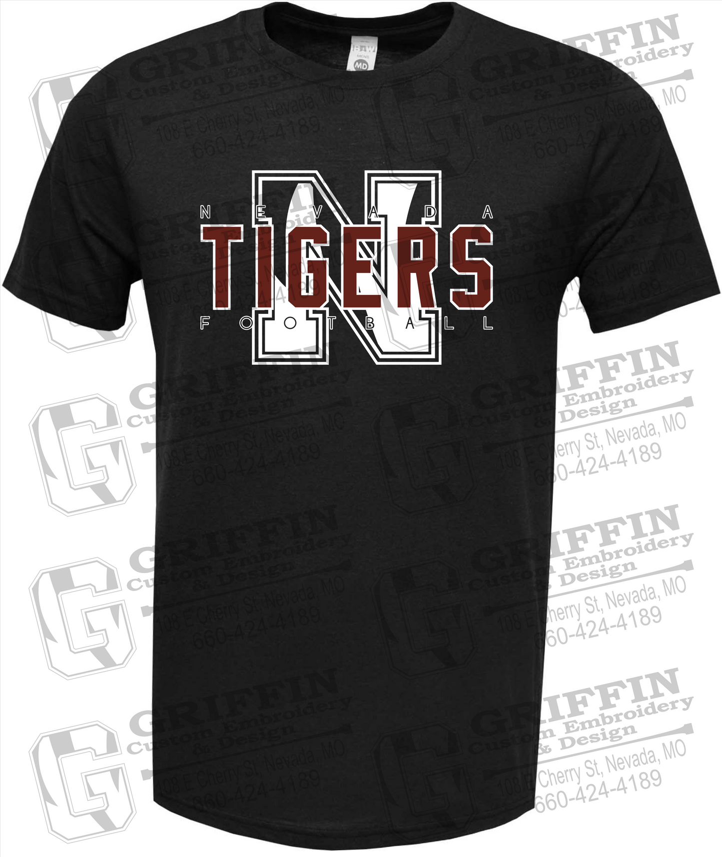 Soft-Tek Short Sleeve T-Shirt - Football - Nevada Tigers 25-J