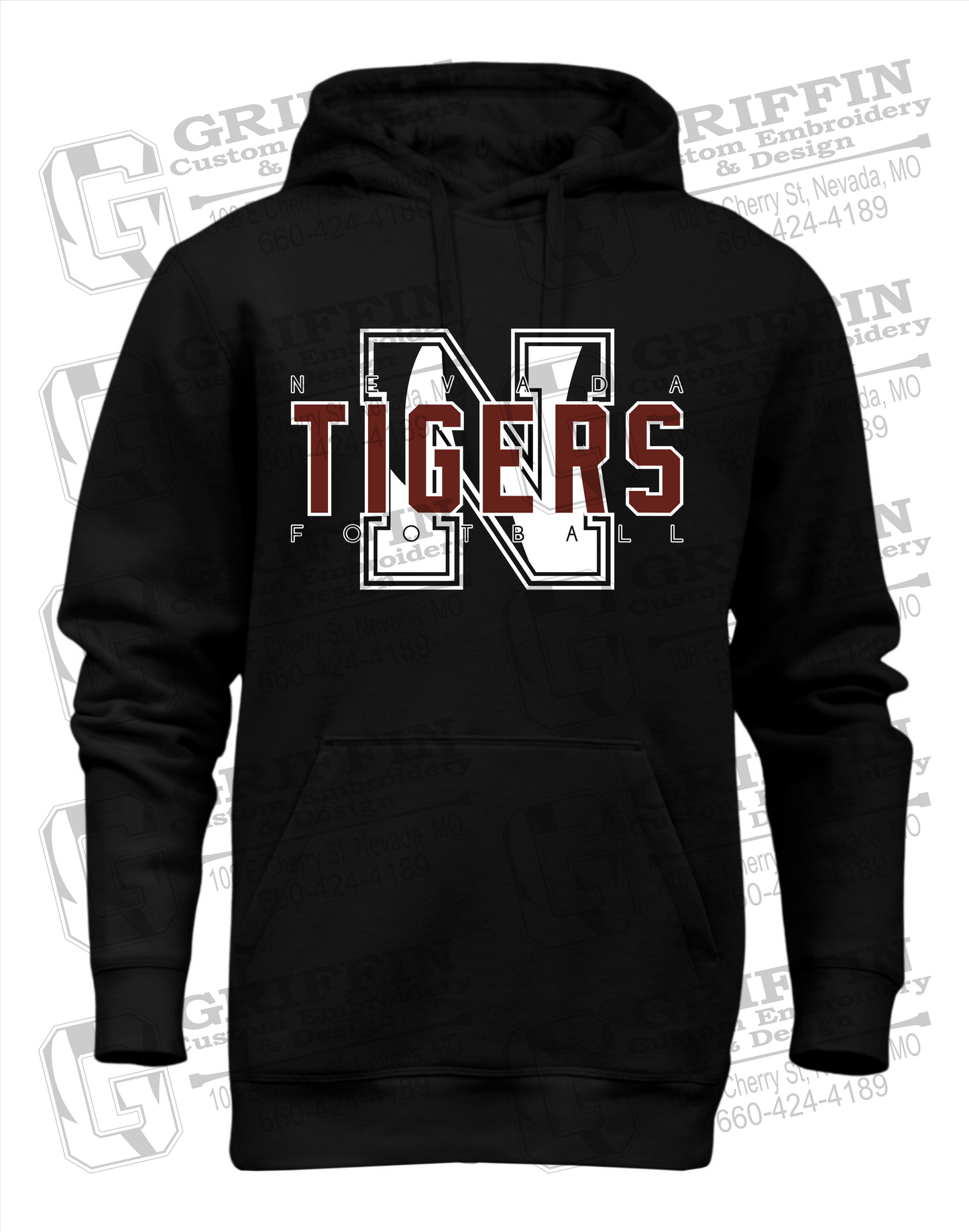 Heavyweight Fleece Hoodie - Football - Nevada Tigers 25-J