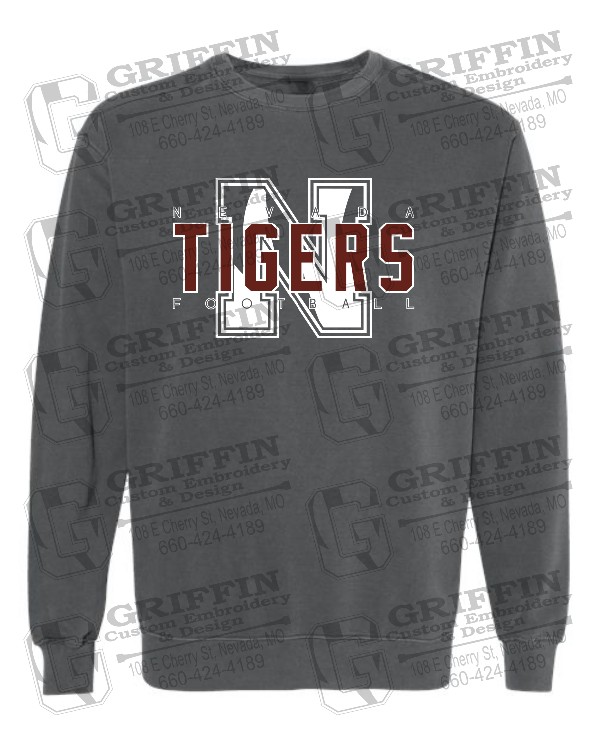 Comfort Colors Crewneck Sweatshirt - Football - Nevada Tigers 25-J
